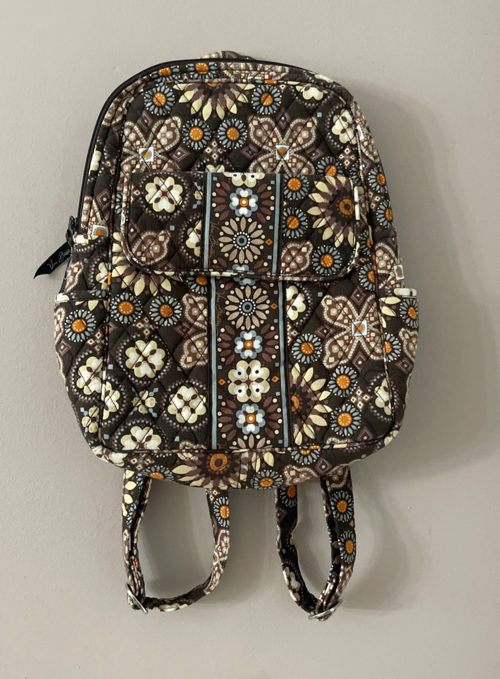 Vera Bradley Brown Canyon Quilted Sunflower Backpack Medium Sized Retired